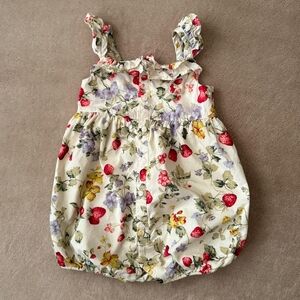 Ralph Lauren Baby Girl Floral Batiste Bubble Shortall Size 9 Months